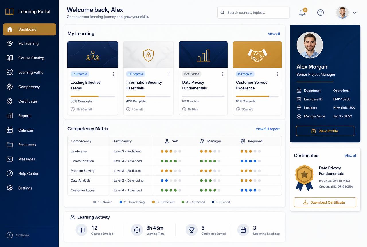 Competency-based learning portal
