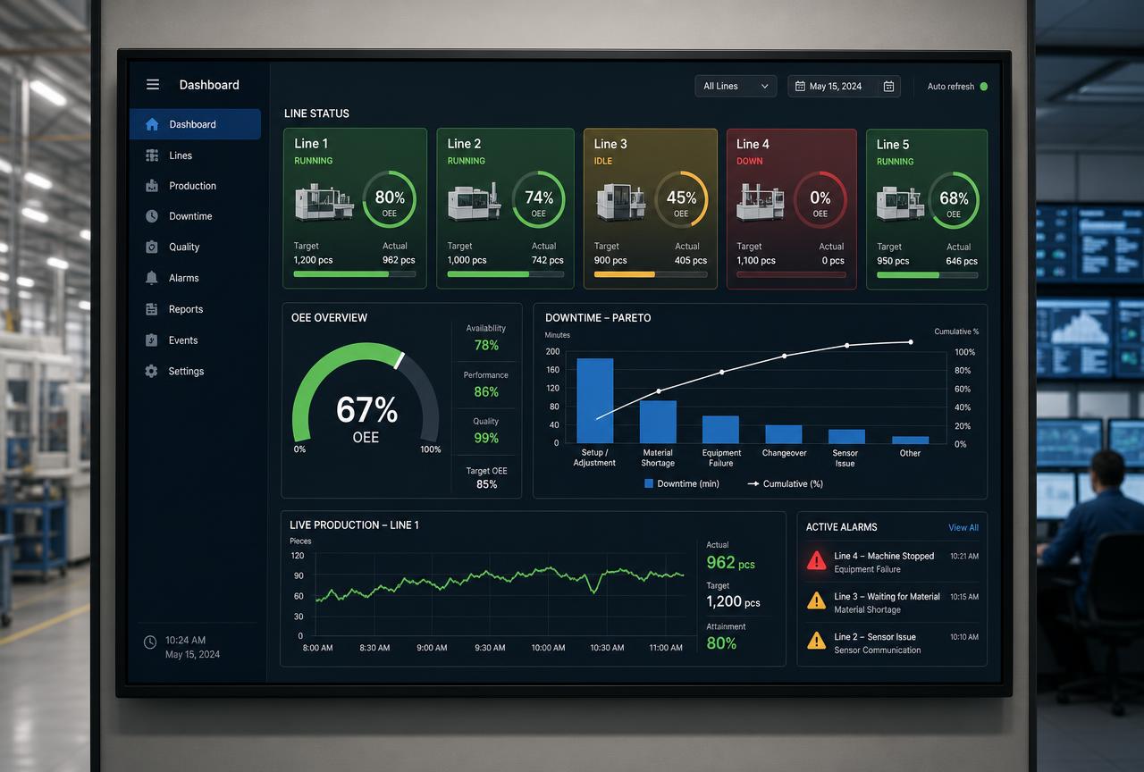Production monitoring & OEE dashboard