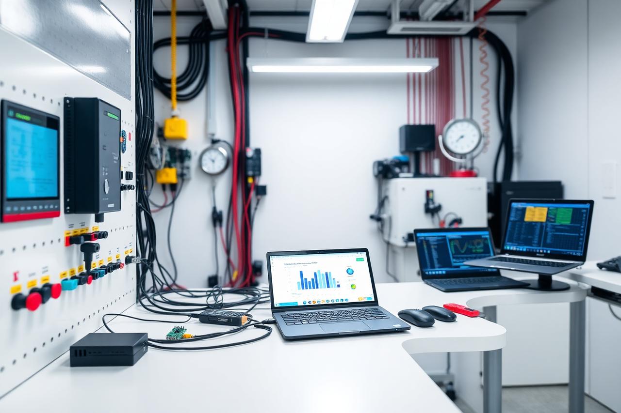 IoT, sensor and PLC practice bench